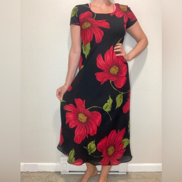 Vintage Jessica Howard Floral Romantic Maxi Dress Estimated Size Medium - Picture 6 of 9